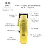 Saber 2 Professional Clipper - Cordless High-Torque Brushless Motor Hair Clipper (Gold)