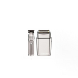 BaByliss Pro Silver FX Collection - Silver Metal Lithium Outliner & Silver Metal Cordless Double Foil Shaver Combo