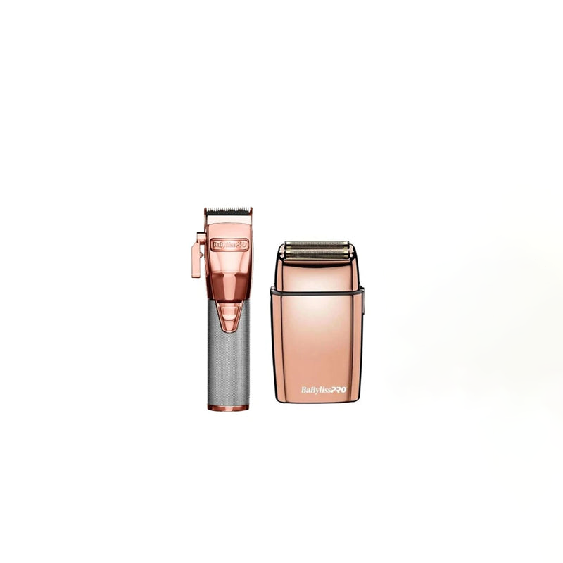 BaByliss Pro ROSEFX FX Collection - ROSEFX Metal Lithium Clipper + Rose Gold Double Foil Shaver